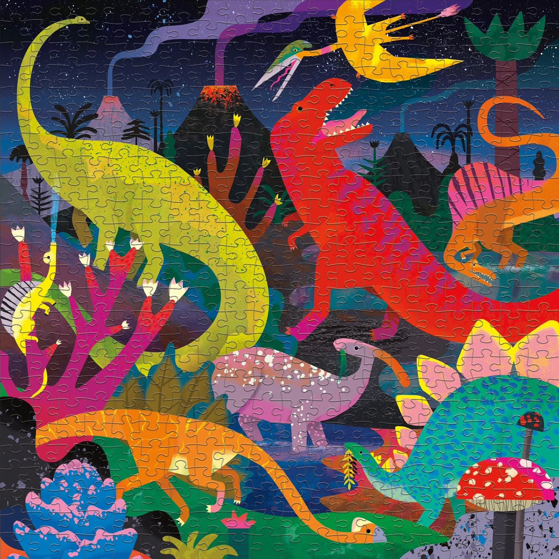 Dinosaurs Illuminated 500 Piece Glow in the Dark Family Puzzle - Image 3