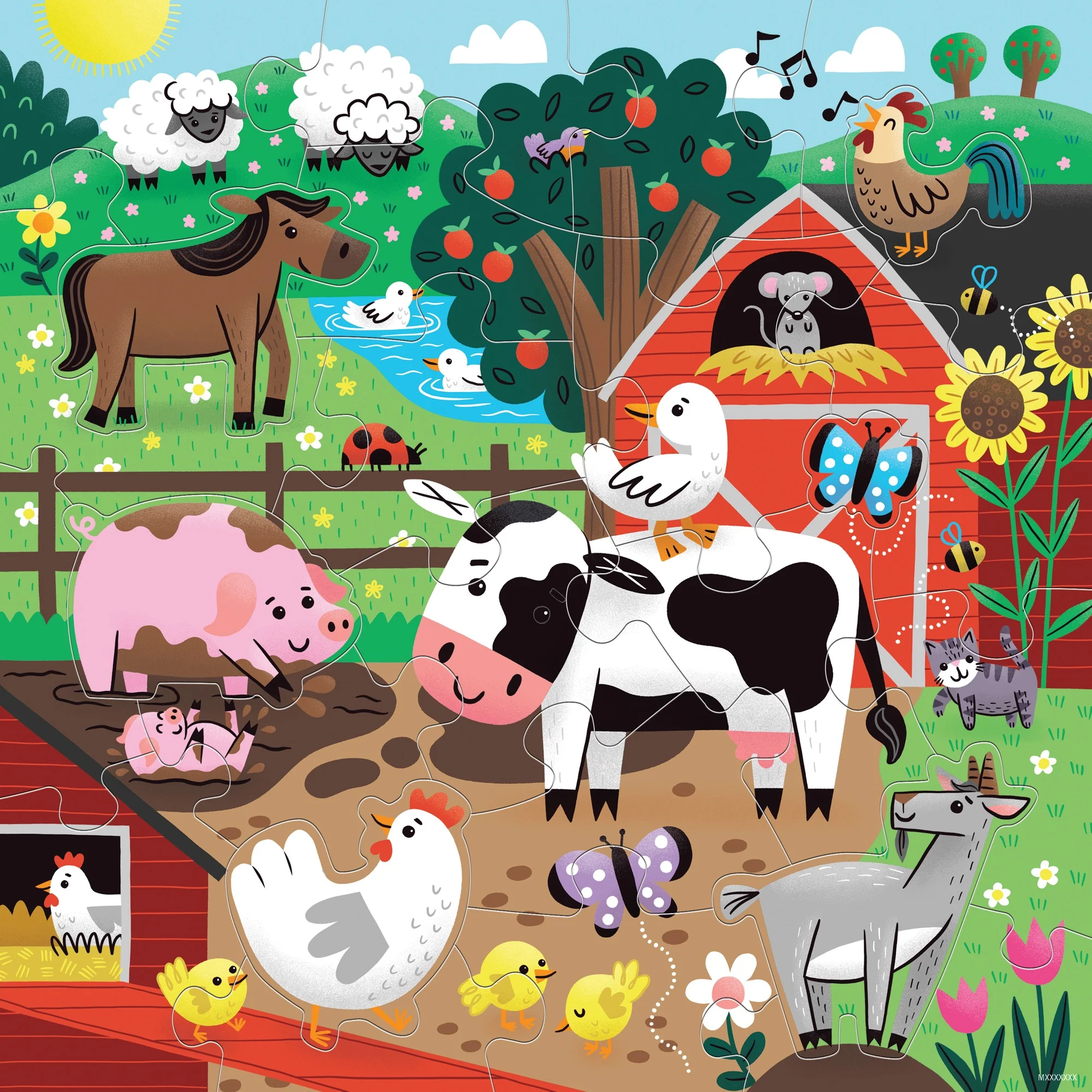 Farm Friends 25 Piece Floor Puzzle with Shaped Pieces - Image 2