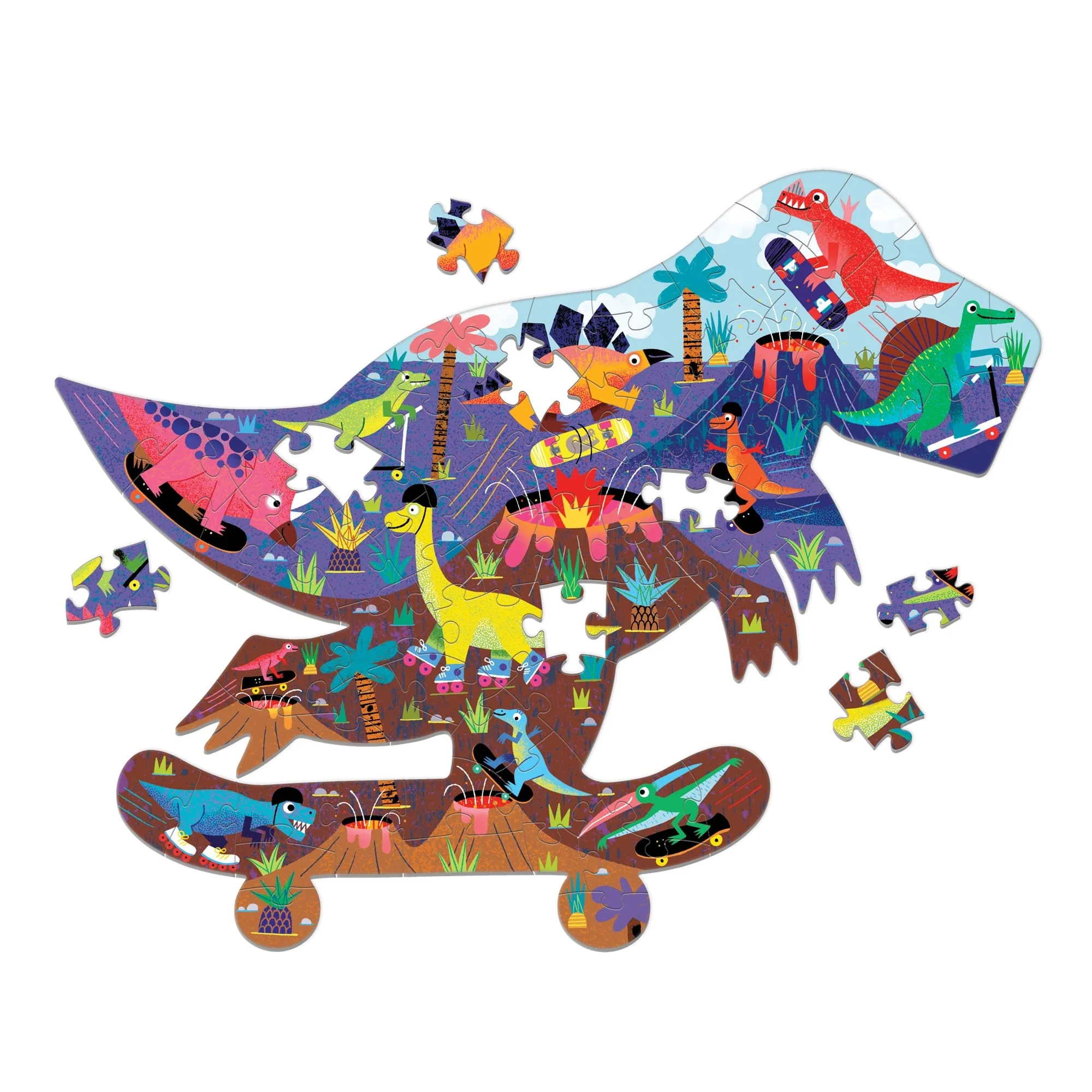 Jurassic Skatepark 75 Piece Shaped Scene Puzzle - Image 4