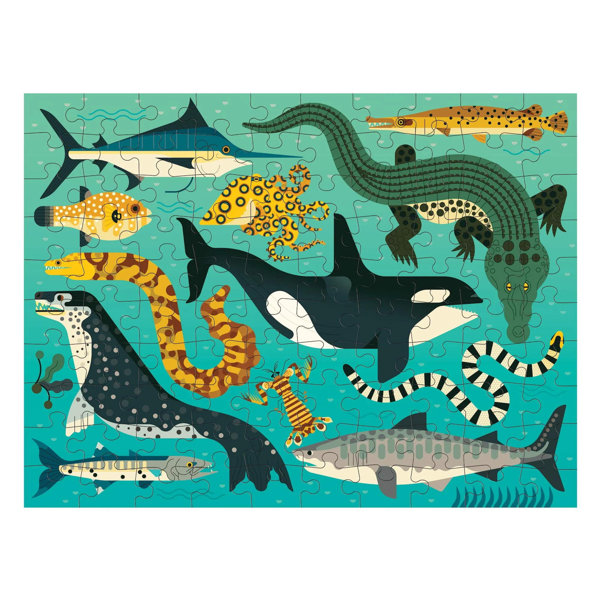 Land & Sea Predators 100 Piece Double-Sided Puzzle - Image 5
