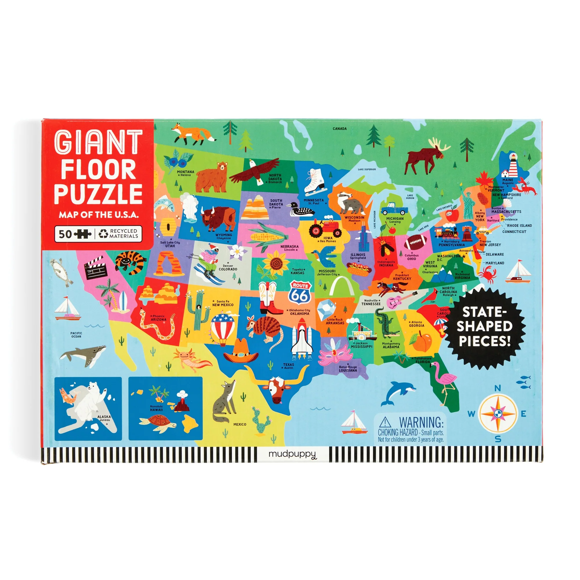 Map of the U.S.A. 50 Piece Giant Floor Puzzle - Image 2