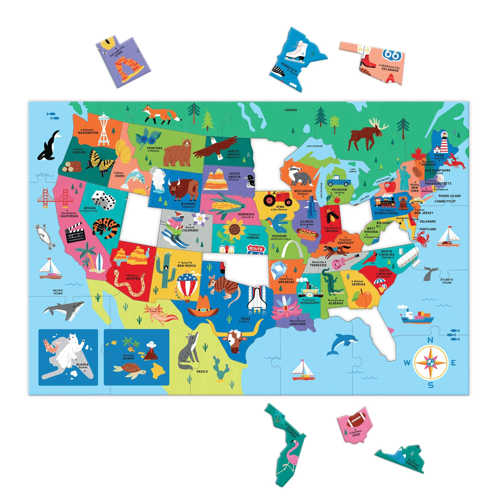 Map of the U.S.A. 50 Piece Giant Floor Puzzle - Image 6