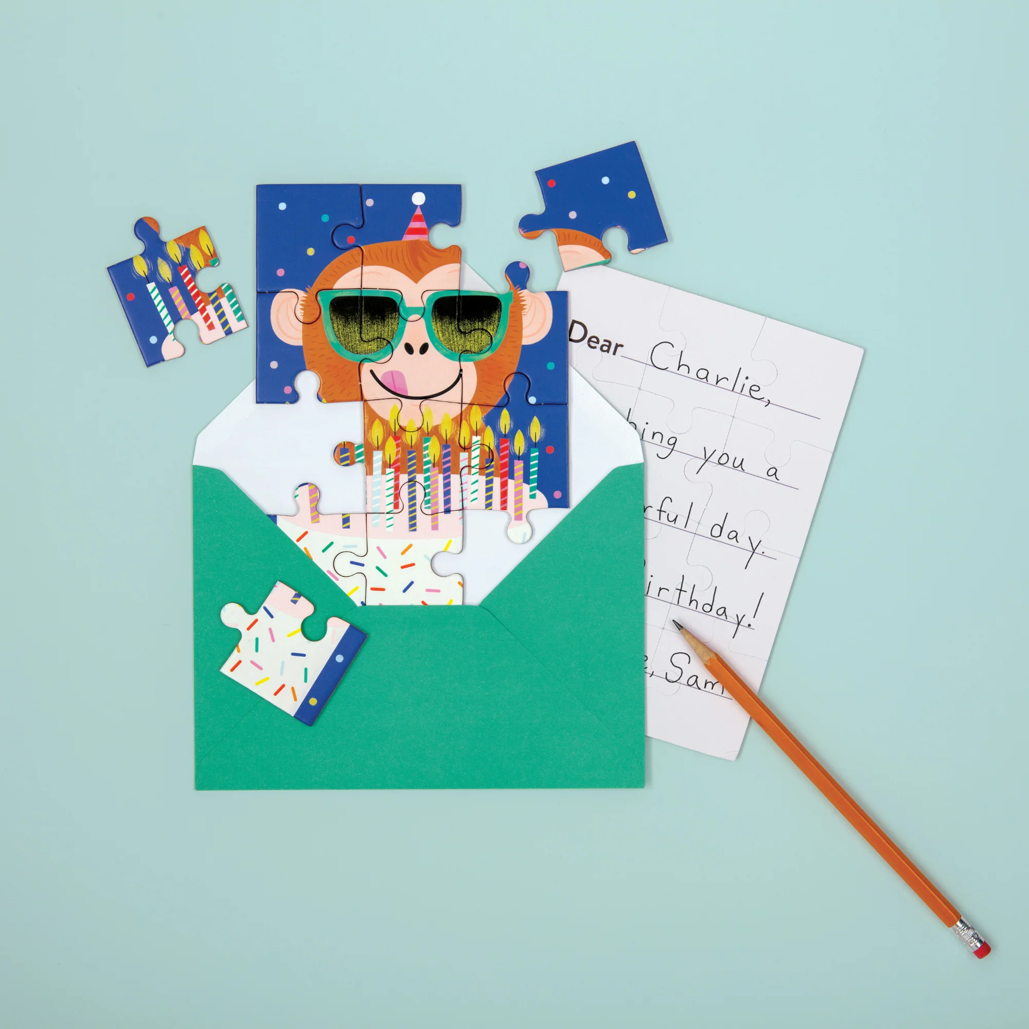 Monkey Cake Greeting Card Puzzle - Image 5