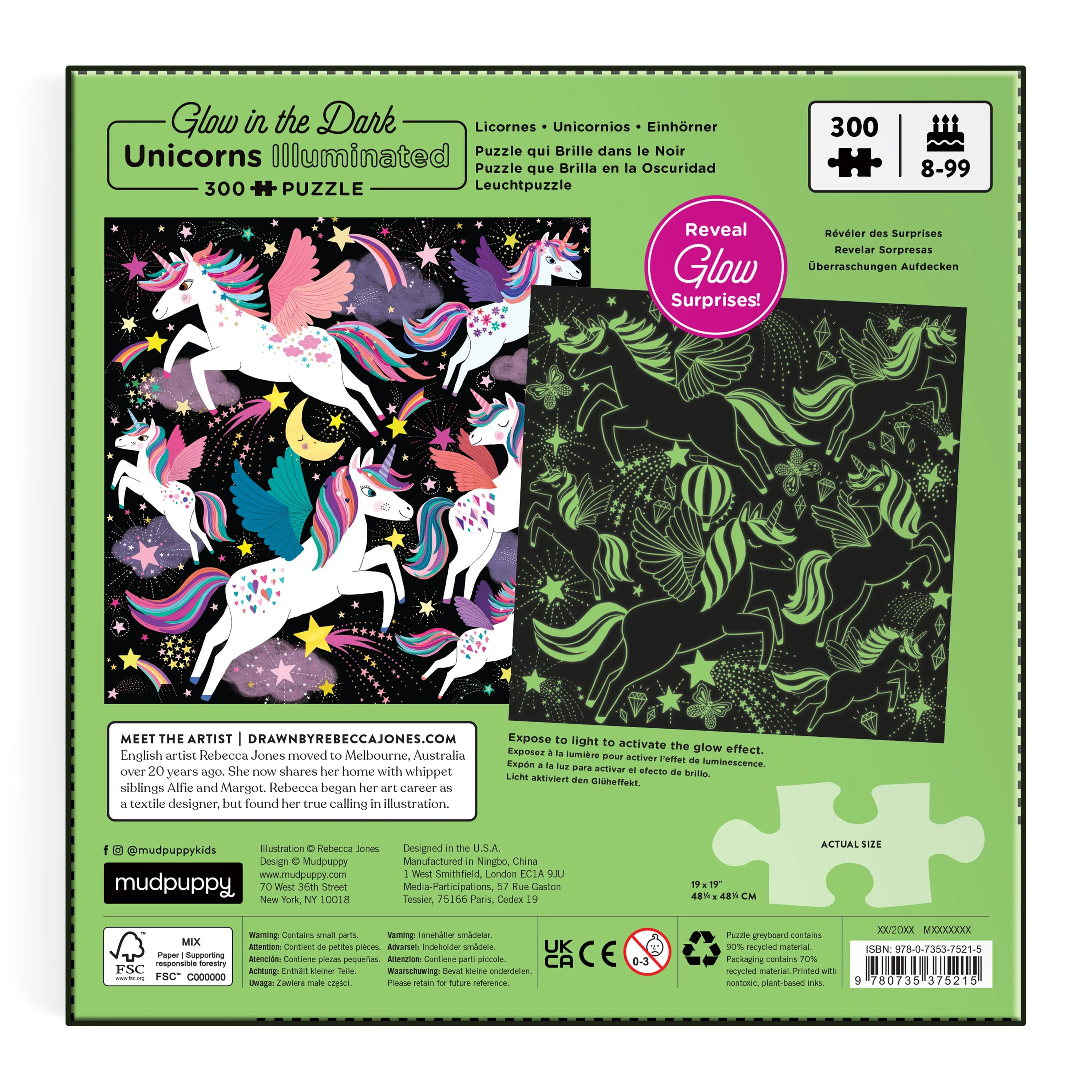 Unicorns Illuminated 300 Piece Glow in the Dark Family Puzzle - Image 8